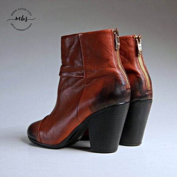 Vince Camuto Hadley Leather Heel Ankle Boots Brown Women 8 - Picture 4 of 13